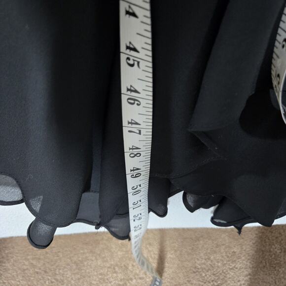 VTG Night Way Midi Dress Sz 6 Black Mesh Chiffon Handkerchief Hem Embroidered - Picture 14 of 15